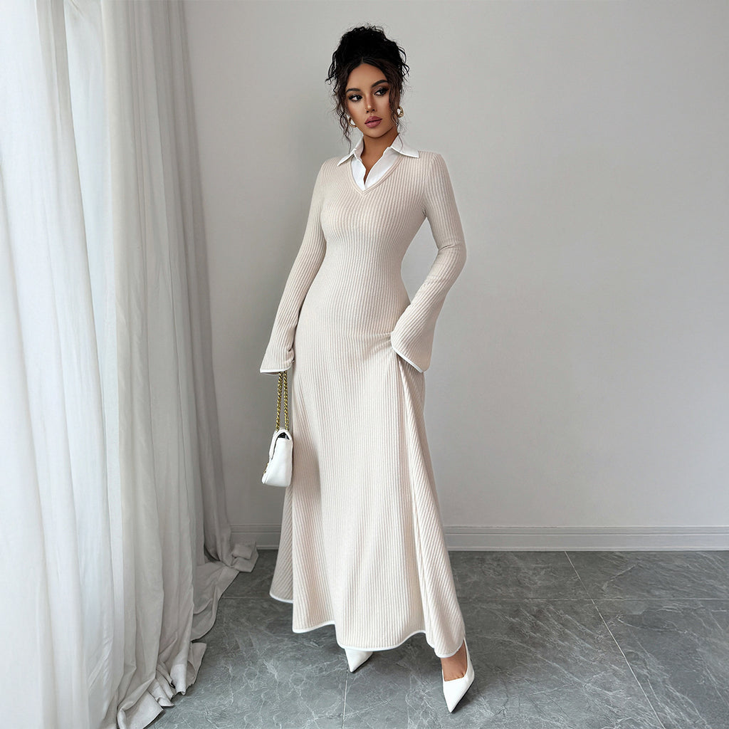 Luvéra Schlichtes Langarmkleid - Elegantes, einfarbiges Damenkleid