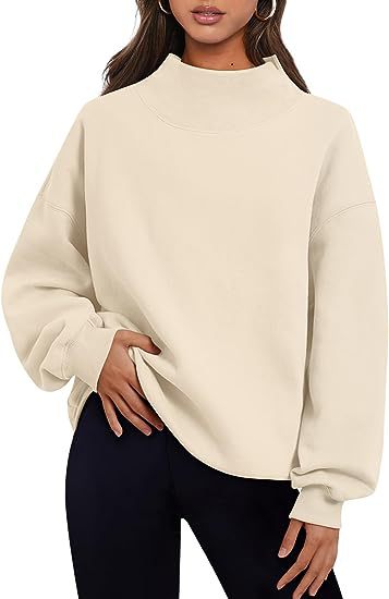 Luvéra Pullover Sweatshirt Einfarbig Lose Tops Rundhals Hoodie Frauen Dicke Kleidung