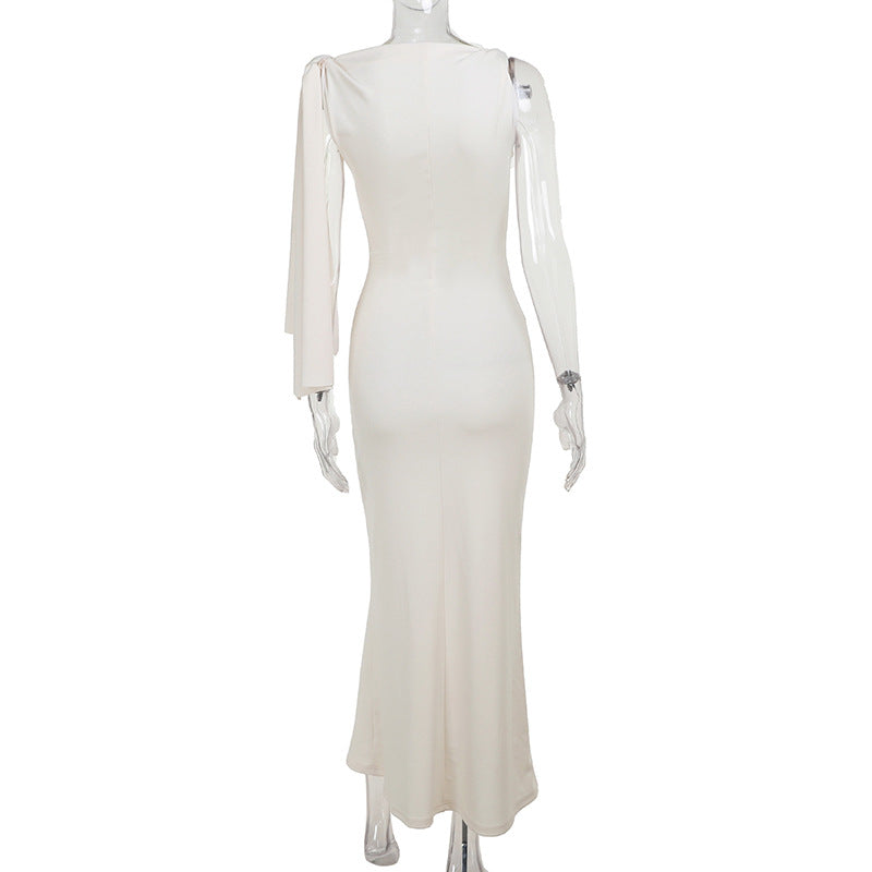 Luvéra Eine Schulter Band Lange Kleid Ins Mode Slim Ärmellose Kleider Für Abend Party Club Kleidung Frauen