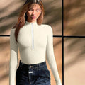 Luvéra Mode Langarm Reißverschluss Overall Nahtlose Abnehmen Shapewear Für Frauen Strampler