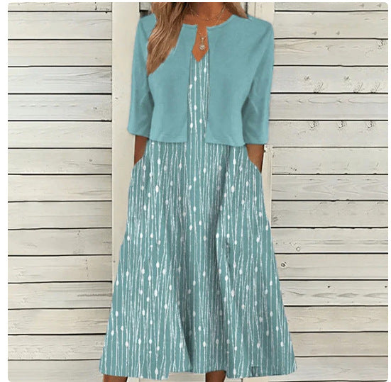 Luvéra Pendlerkleid mit Blumenmuster Zweiteiler-Set