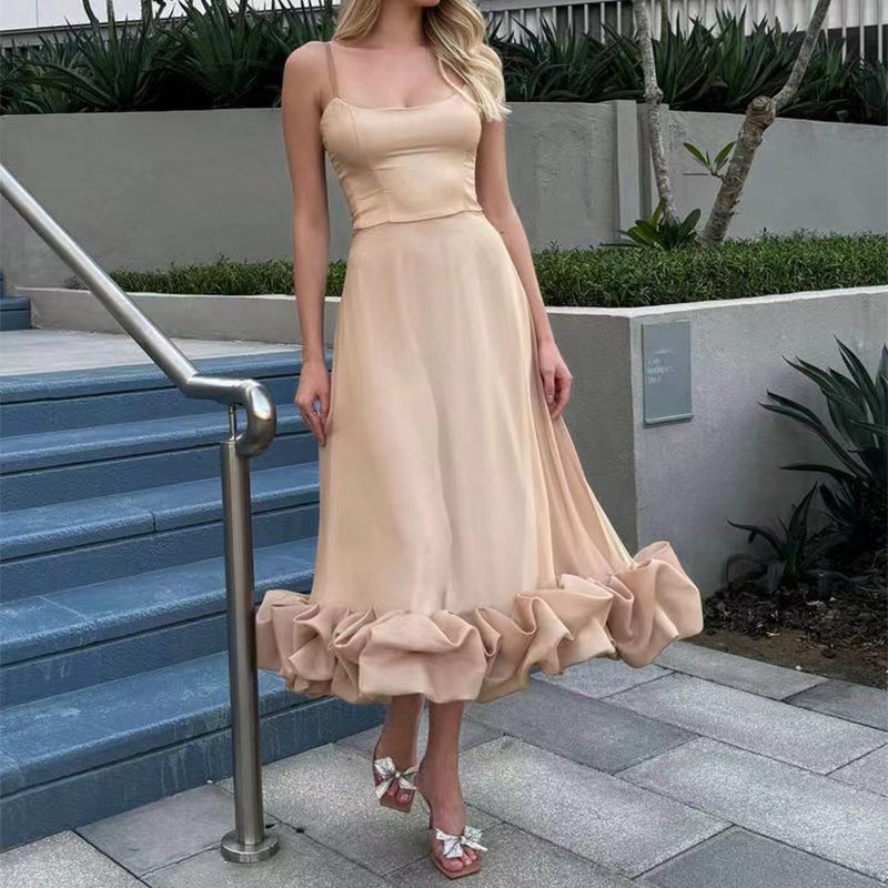Luvéra Mode Hosenträger Große Blume Schaukel Dreidimensionale Blume A-Linie Rock Frauen Kleidung