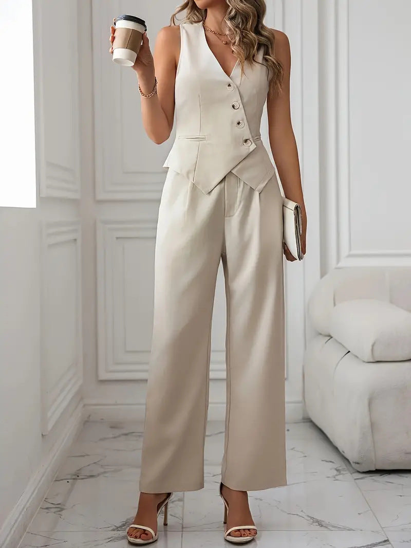Luvéra Frauen Mode Casual Weste Anzug Hosen Anzug
