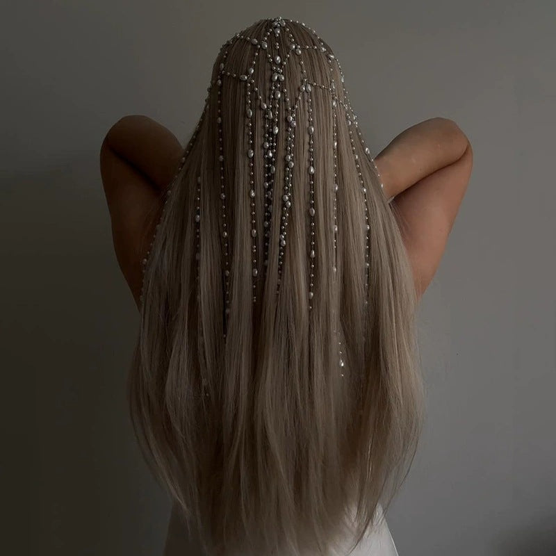 Luvéra Elegantes Perlen mit Kristall-Tasseln – Luxuriöses Haaraccessoire für besondere Anlässe