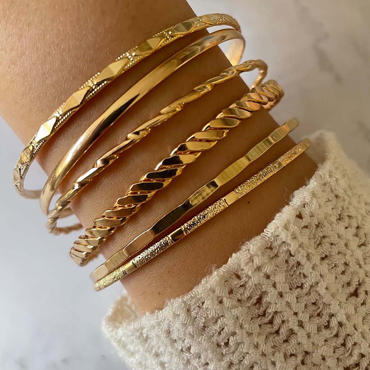 Luvéra Böhmische Metall Kette Armband Set Für Frauen Geometrische Gold Farbe Dicke Link Kette Armreif Weibliche Mode Schmuck