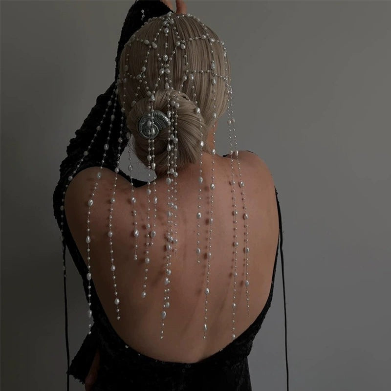 Luvéra Elegantes Perlen mit Kristall-Tasseln – Luxuriöses Haaraccessoire für besondere Anlässe