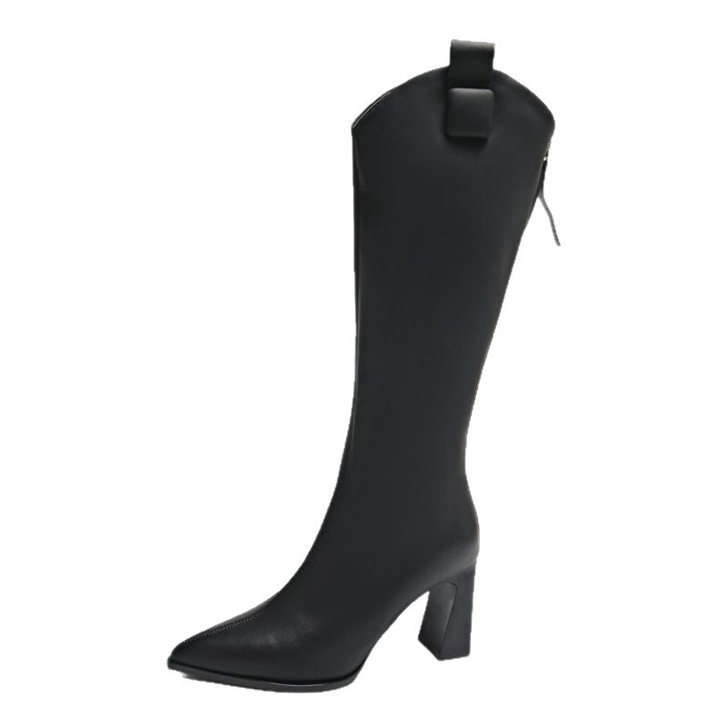 Luvéra Damenstiefel Mit Kniehohem Absatz Mit Reißverschluss Hinten Und Plüschfutter