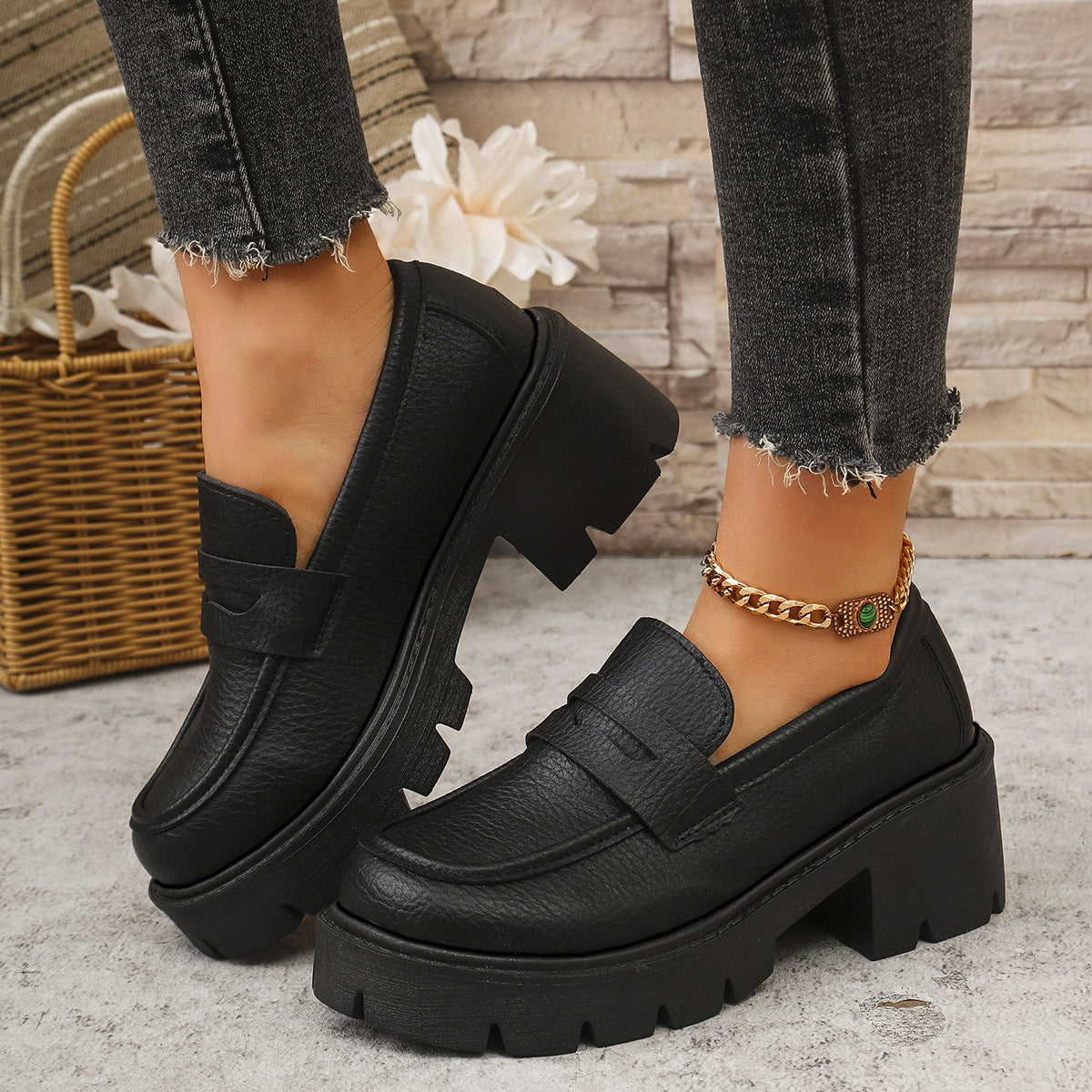 Luvéra All-Match Plateau Lederschuhe Ein Pedal Schuhe