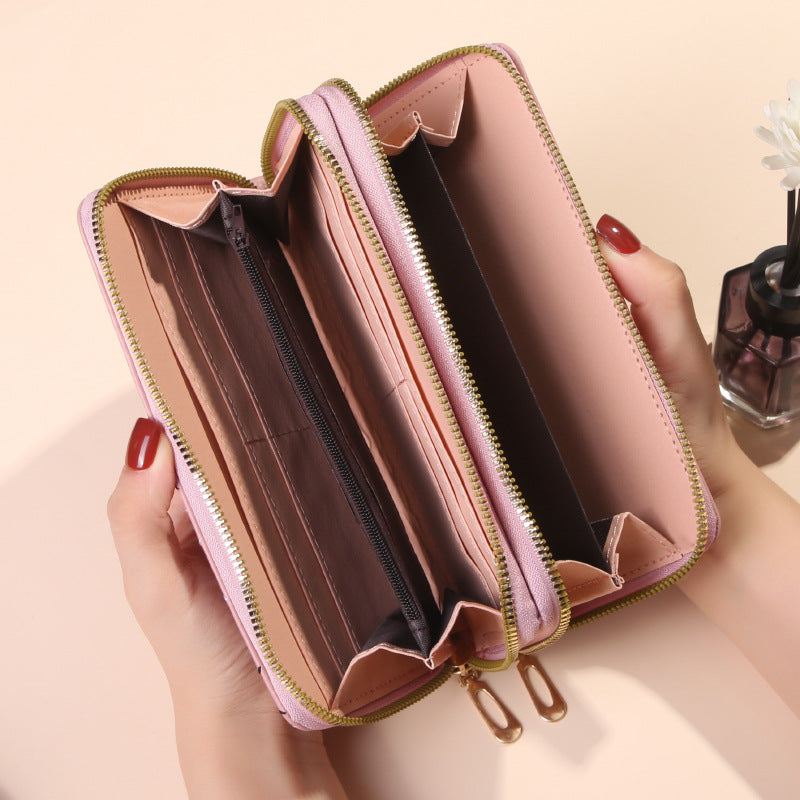Luvéra Damen Brieftasche mit doppeltem Reißverschluss Lang mit großer Kapazität