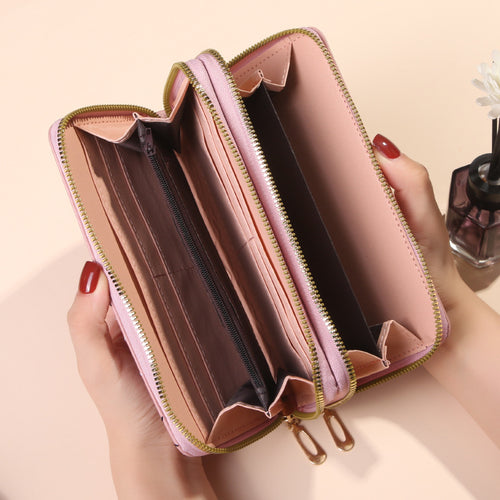 Luvéra Damen Brieftasche mit doppeltem Reißverschluss Lang mit großer Kapazität