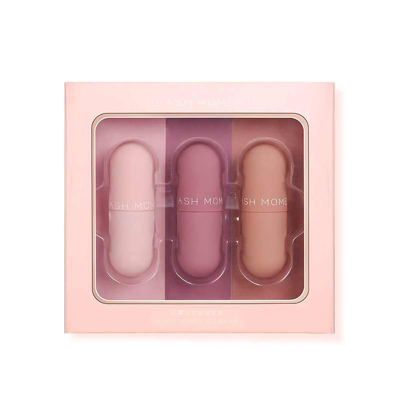 Luvéra Mini Kapsel Lip Lack Spiegel Matte Samt Drei Serie Lip Lack Anzug Farbe Rendering Feuchtigkeitsspendende Kein Fleck Auf Tasse