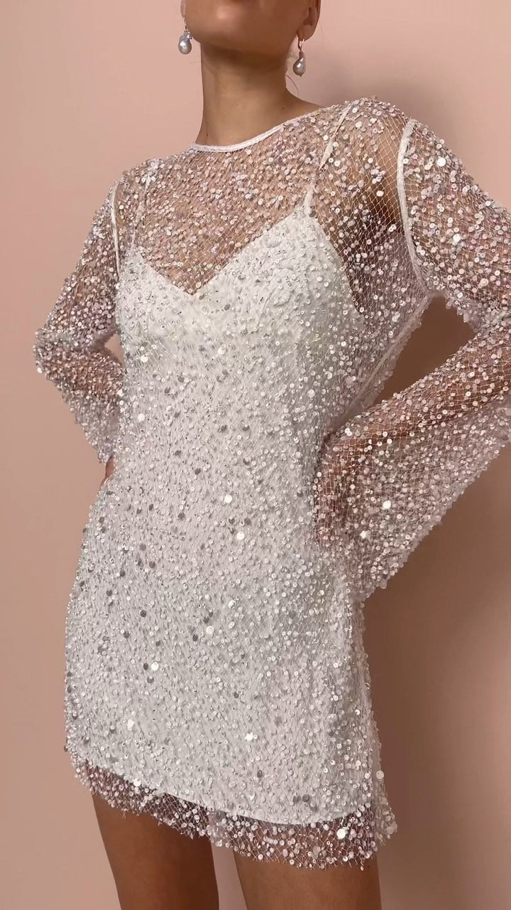Luvéra Schaumstoffperlen Durchsicht Mesh Zweiteiliges Set Sling Kleid