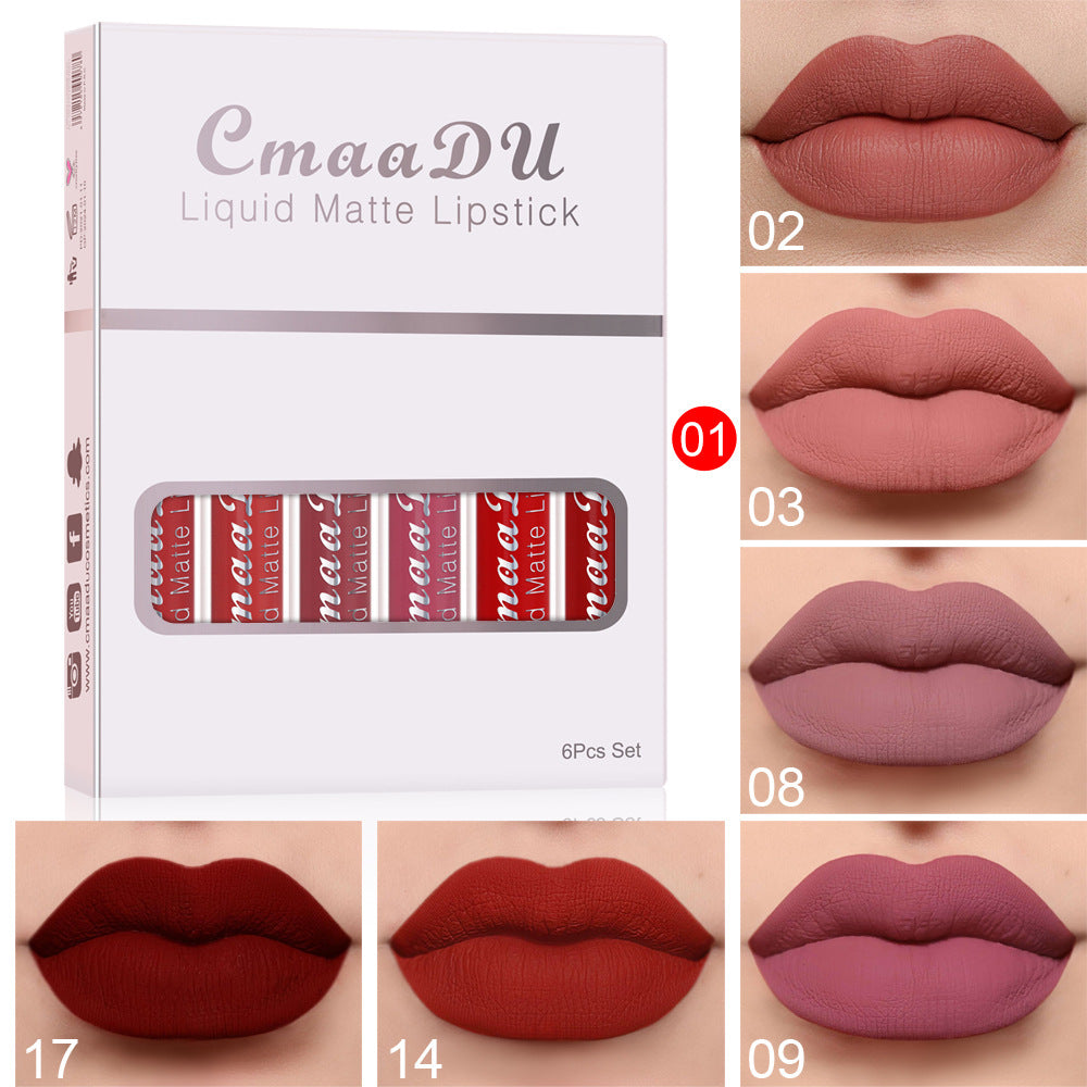 Luvéra 6 Schachteln mit mattem, antihaftbeschichtetem Becher, wasserdichtem Lippenstift, langanhaltender Lipgloss