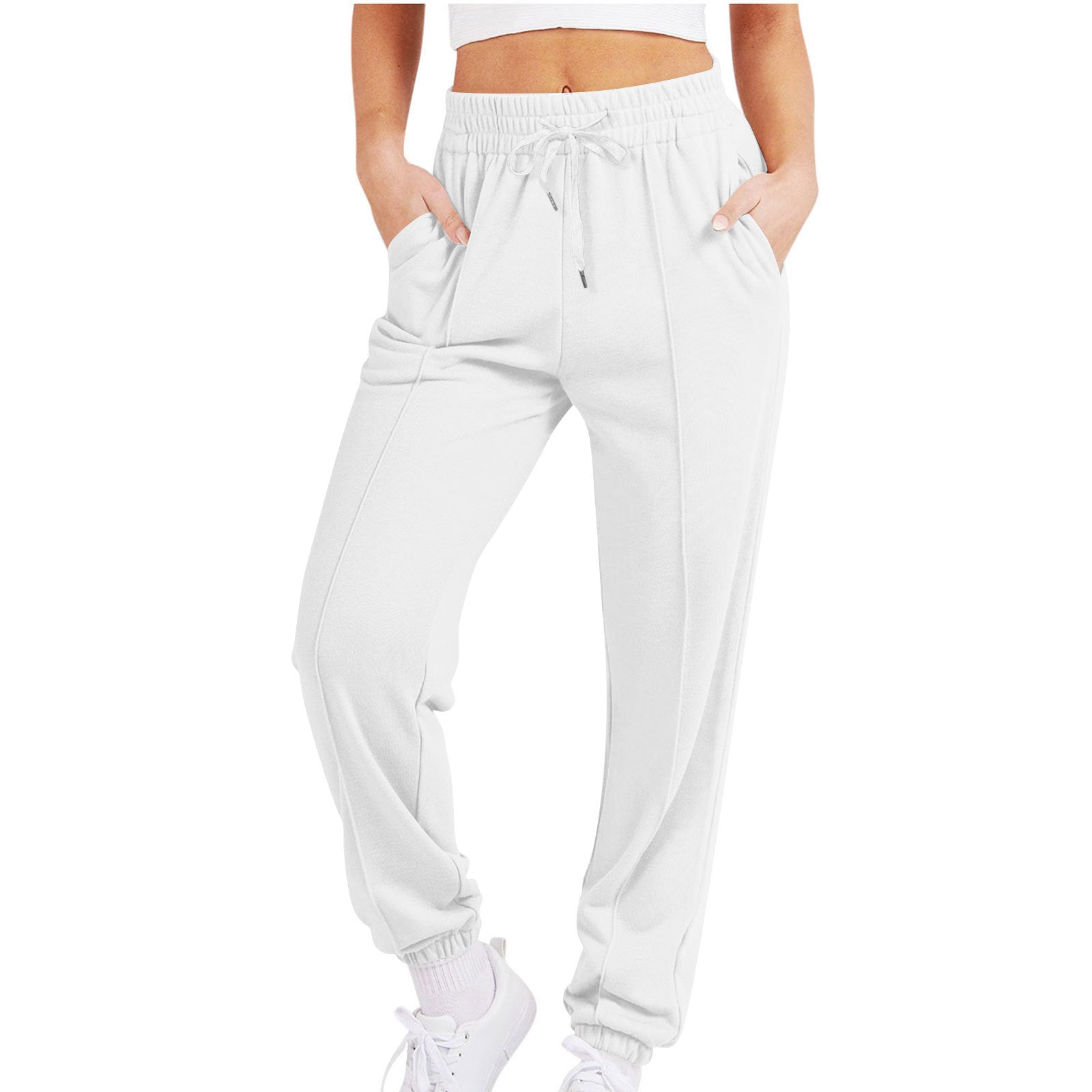 Luvéra Damen Casual Kordelzug Einfarbig Sport Jogger Hosen