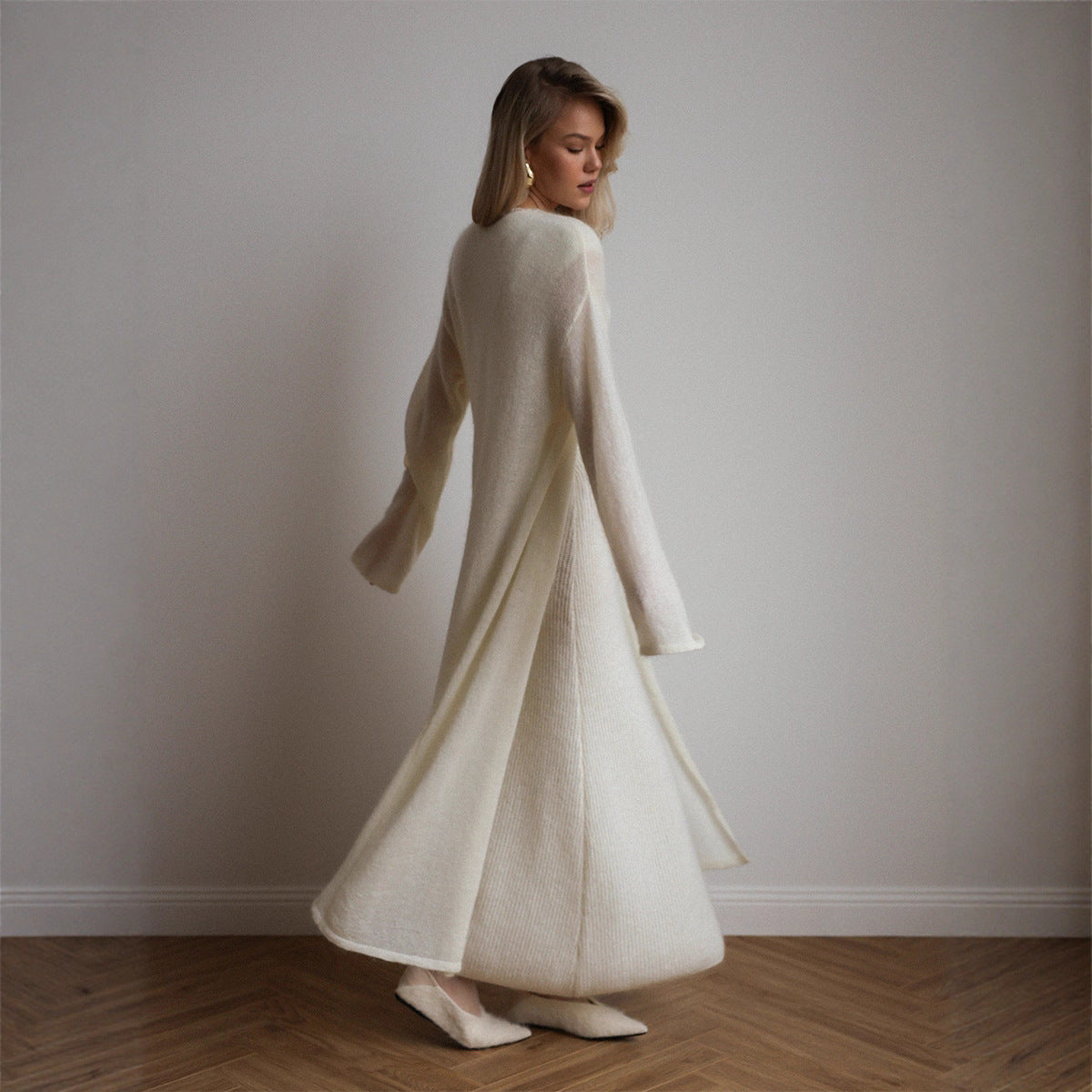 Luvéra Strickjacke Gestrickte Strickjacke Ärmelloses Kleid Zweiteiliges Set