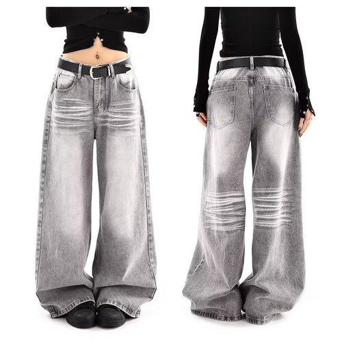 Luvéra Bestickte Hohe Taille Breites Bein Denim Jeans Für Frauen Vintage Gerade Bein Hosen