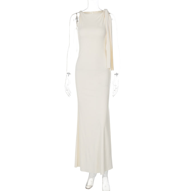Luvéra Eine Schulter Band Lange Kleid Ins Mode Slim Ärmellose Kleider Für Abend Party Club Kleidung Frauen