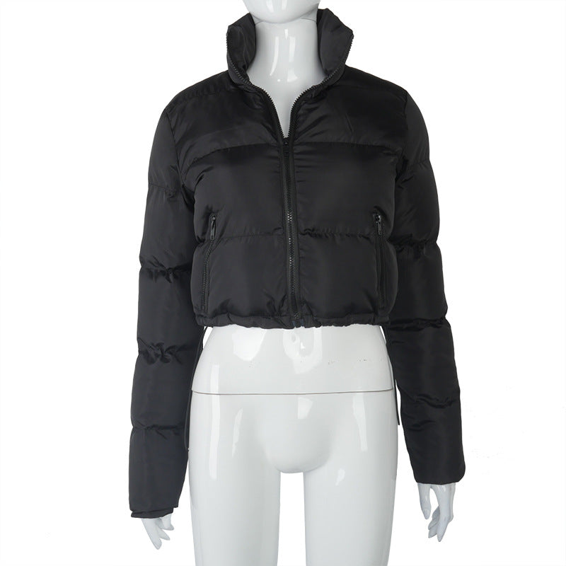 Luvéra Mode Kurze Mantel Warme Langarm Stehkragen Reißverschluss Brot Baumwolle Mantel Mit Kordelzug Design Frauen Jacke