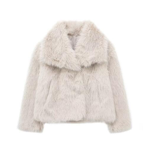Luvéra Plüsch Mantel Mode Warme Verdicken Flauschige Revers Jacke Outwear Casual Langarm Tops Frauen Kleidung