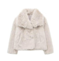 Luvéra Plüsch Mantel Mode Warme Verdicken Flauschige Revers Jacke Outwear Casual Langarm Tops Frauen Kleidung