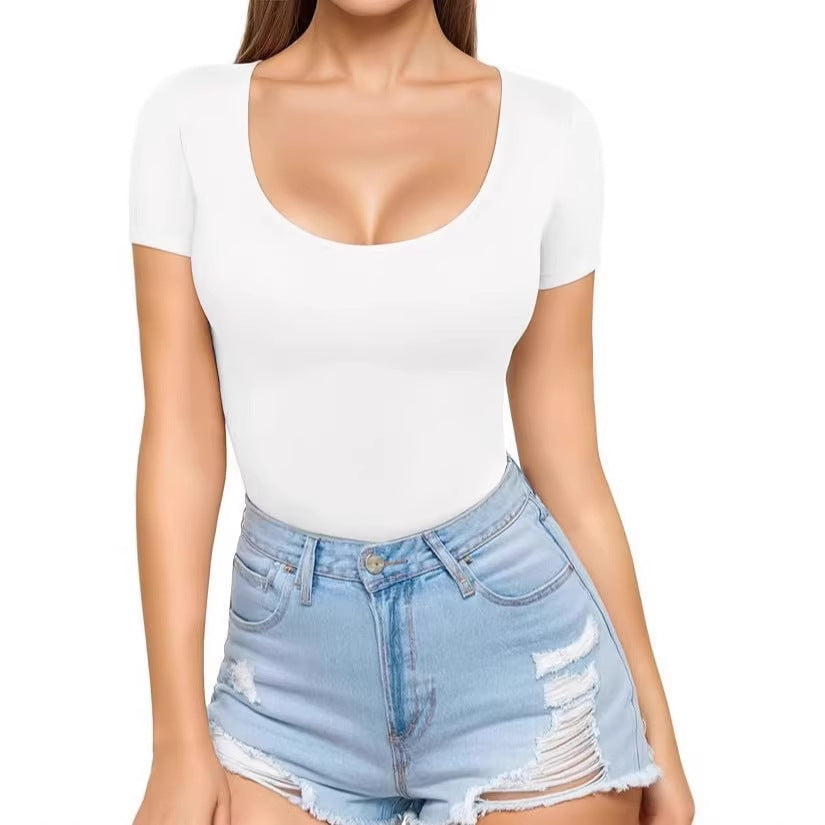 Luvéra Schmal geschnittenes Pullover T-Shirt mit Rundhalsausschnitt und schmalem Oberteil