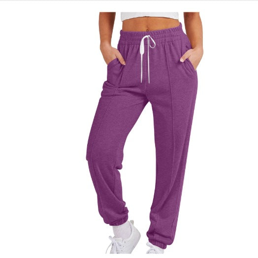 Luvéra Damen Casual Kordelzug Einfarbig Sport Jogger Hosen