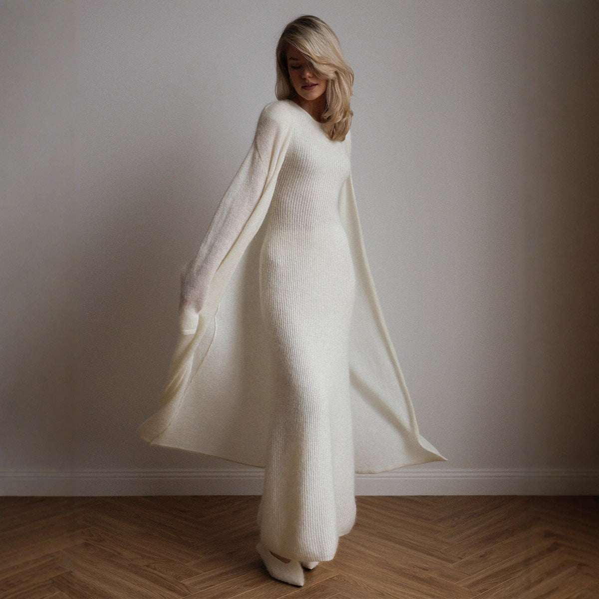 Luvéra Strickjacke Gestrickte Strickjacke Ärmelloses Kleid Zweiteiliges Set