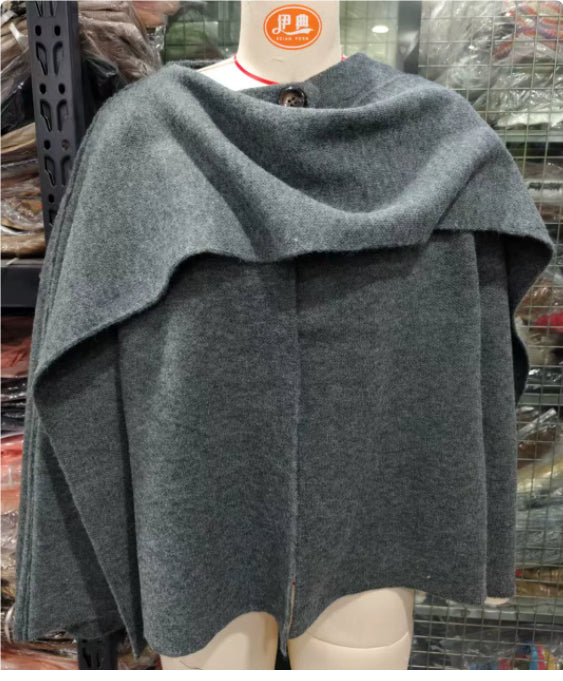 Luvéra Damen lockerer lässiger Cape gestrickter Pullovermantel