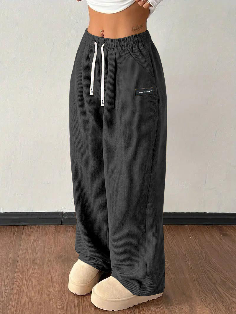 Luvéra Lose Kordelzug Einfarbig Tasche Casual Vielseitige Hosen Damen Hosen