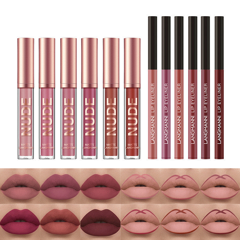 Luvéra 12-teiliges Lippenstift & Lipliner Set – Matt, Wasserfest & Langhaltend