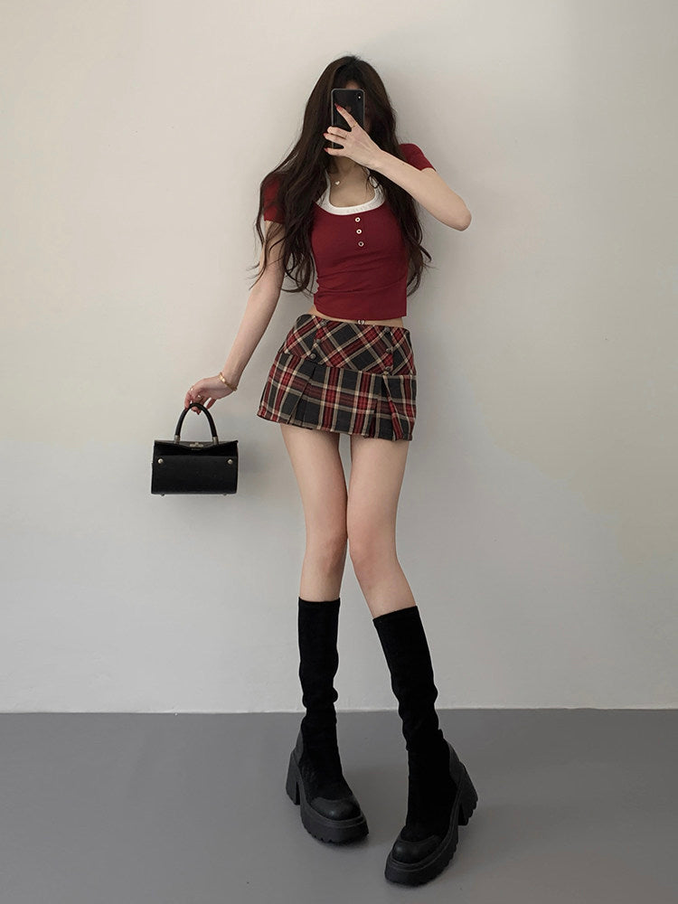 Luvéra Low-Rit Plaid für Frauen Anti-Expon-A-Linien-Rock