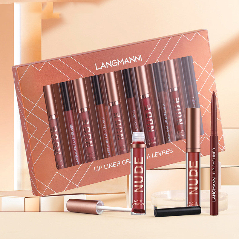 Luvéra 12-teiliges Lippenstift & Lipliner Set – Matt, Wasserfest & Langhaltend