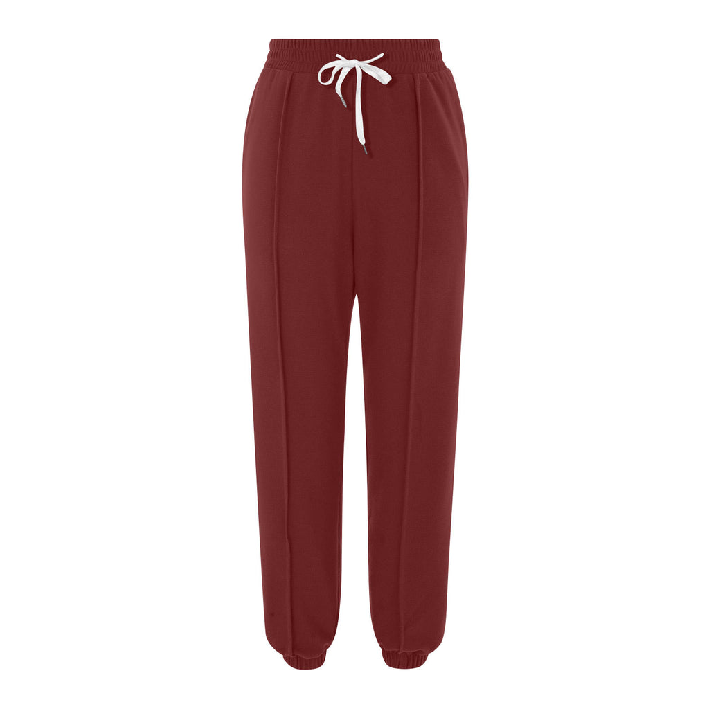 Luvéra Damen Casual Kordelzug Einfarbig Sport Jogger Hosen