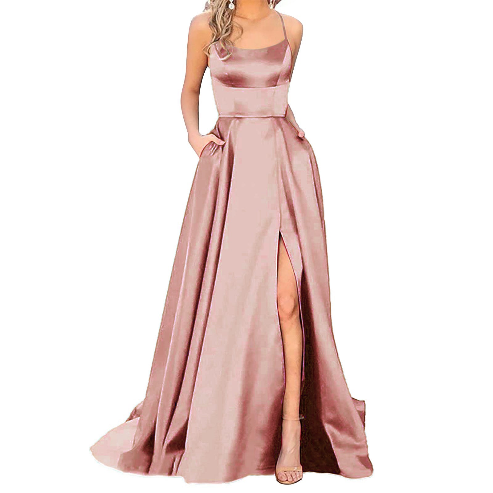 Luvéra Einfarbig Lange Abnehmen Und Schulter Hohle Freundinnen Mode Brautjungfern Party Kleid